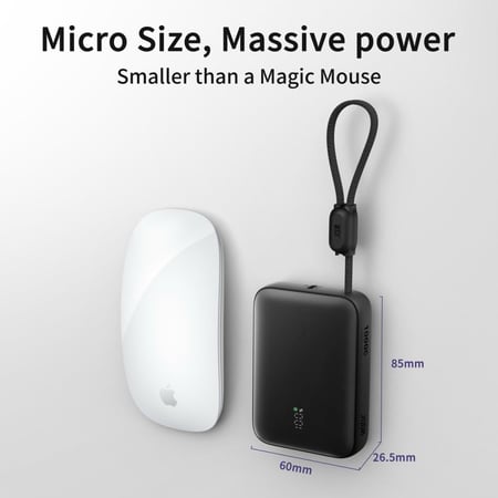 بطارية متنقلة JODA Halo 10 بسعة 10000 ملي أمبير أسود - قوة 22.5 واط وسلك مدمج