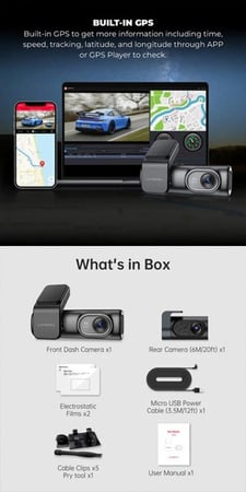 داش كام LINGDU D200 Pro – تصوير 3K مزدوج + GPS + واي فاي 6 وتحكم صوتي