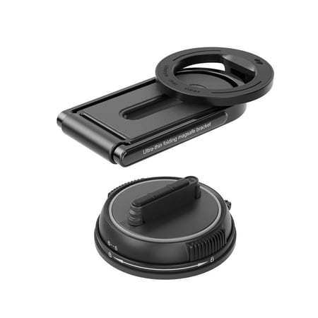 ستاند دريب مغناطيسي للجوال قابل للطي وللدوران 360 درجة مع قاعدة قابلة للإزالة - أسود