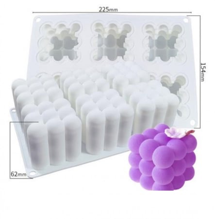 قالب سيليكون على شكل 6 قوالب لصب الشموع او الريزن او الصابون