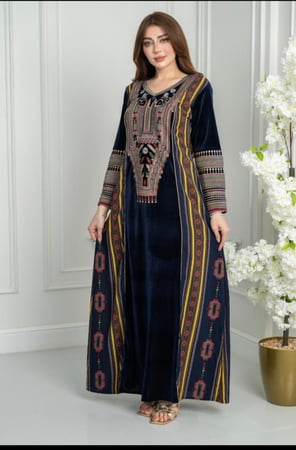 جلابيه مخمل تراثي ريتا مشجر3