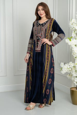 جلابيه مخمل تراثي ريتا مشجر3