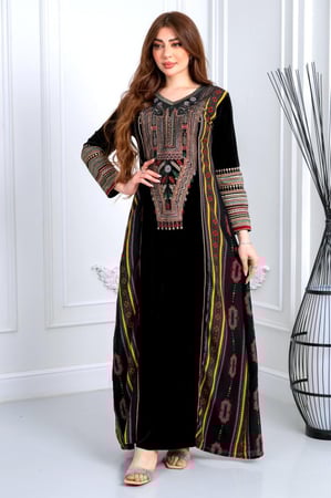 جلابيه مخمل تراثي ريتا مشجر3