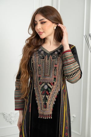 جلابيه مخمل تراثي ريتا مشجر3