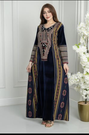 جلابيه مخمل تراثي ريتا مشجر3