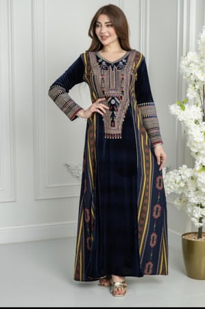 جلابيه مخمل تراثي ريتا مشجر3