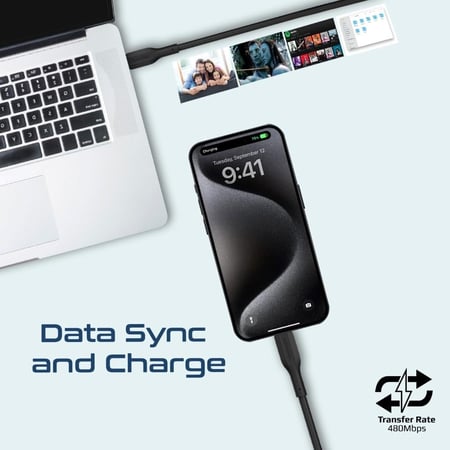 بروميت أسرع مجموعة كيابل ثلاثية USB-C™ بقدرة 60 واط، بأطوال متعددة (0.3 متر، 1.2 متر، و2 متر)، للشحن ونقل البيانات في آن واحد مع تصميم قوي مقاوم للتشابك باختبار انحناء أكثر من 25000 مرة - Promate CableKit-CC