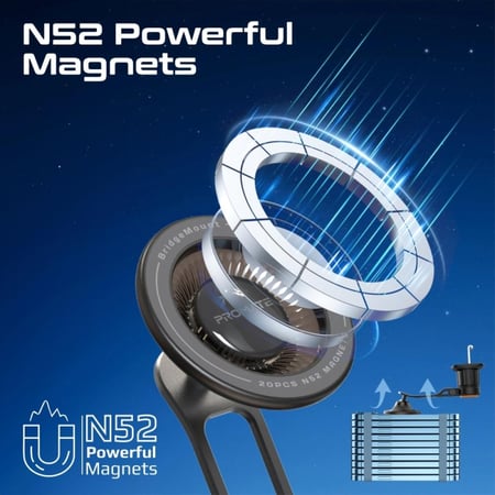 استمتع بقيادة آمنة ومريحة مع حامل الجوال ماج سيف القابل للدوران بزاوية 360 درجة،حامل آمن مضاد للانزلاق يمكن تركيبه على فتحة مكيف السيارة ويأتي مع حلقة معدنية - Promate BridgeMount