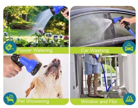 خرطوم الماء القابل للتمدد طول 15 متر بعد التمدد الكامل مع رأس نحاسي وعلاقة بلاستيك