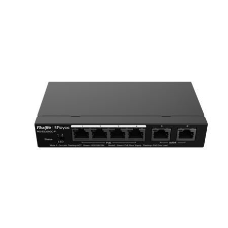 سويتش رويجي 6 منافذ بسرعة جيجابت مزود بتقنية PoE موديلRG-ES206GC-P