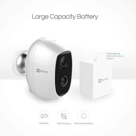 كاميرا Ezviz C3A Wi-Fi 1080p للبطارية الداخلية / الخارجية ، Full HD لا سلكية