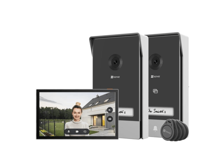 جرس ذكي مرئي انتركم ايزفيز جهازين خارجية بكاميرا مع شاشة داخلية مع تطبيق للتحكم من الجوال CS-HP7 (3MP,2-Entry Kit)