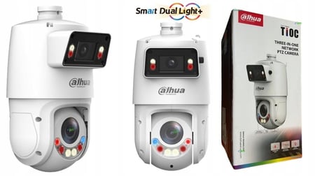 كاميرا مراقبة داهوا خارجية اي بي بعدستين ثابتة ومتحركة 360 درجة رؤية ليلية ملونة مع زوم تكبير 25 مرة DH-SDT4E425-4F-GB-A-PV1