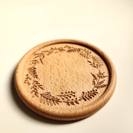 قاعدة أكواب خشبية - Floral Wreath