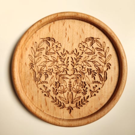 قاعدة أكواب خشبية - Floral Heart