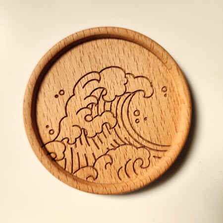 قاعدة أكواب خشبية - Kanagawa Wave