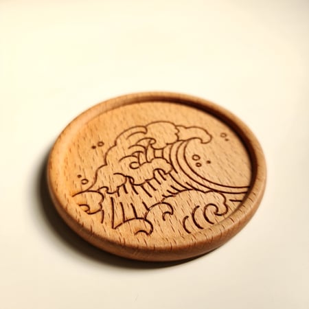 قاعدة أكواب خشبية - Kanagawa Wave