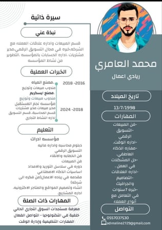 تصميم سيره ذاتيه احترافيه