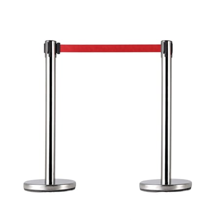 عمود حواجز تنظيم صفوف فضي شريط احمر