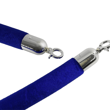 حبل حواجز مخمل لون ازرق طرف فضي