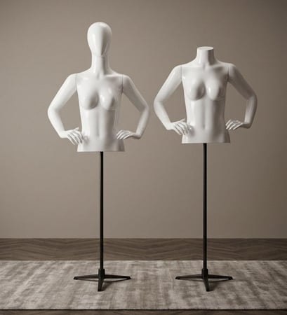 مانيكان نسائي نص فايبر قاعده ثلاثي