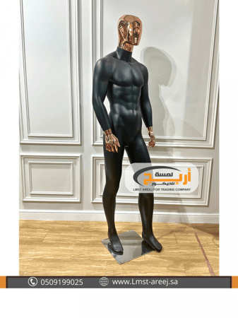 مانيكان  رجالي كامل اسود راس برونزي