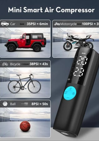 = مضخة هواء راف باور بيسك بدون بطارية بقوة 60 واط اخراج 12-16 فولت بسرعة 25 لتر في الدقيقة مع شاشة ليد رقمية