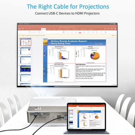 = سلك تشويتيك قماشي من USB-C الى HDMI بطول 1.8م وبدقة وضوح 4k - اسود
