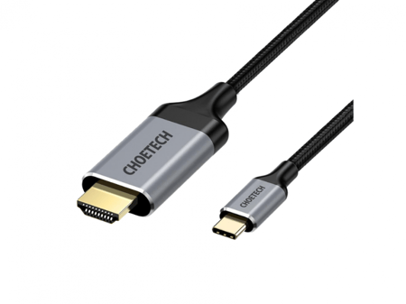 = سلك تشويتيك قماشي من USB-C الى HDMI بطول 1.8م وبدقة وضوح 4k - اسود