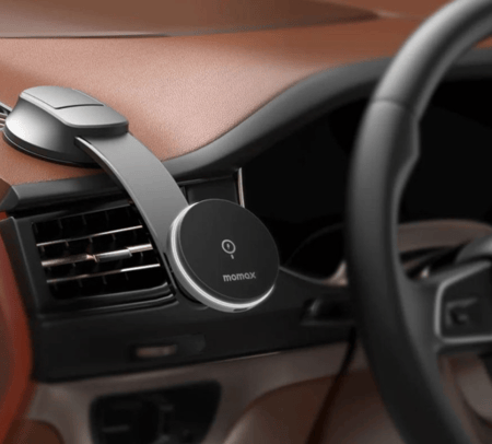موماكس - حامل شحن لاسلكي مغناطيسي بقوة 15 واط للسيارة - أسود