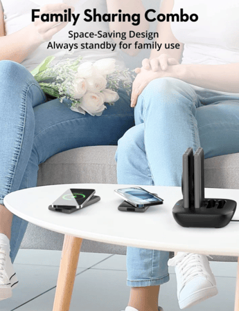 منصة راف باور 4 بطاريات بسعة 10000 ملي امبير شحن وايرلس ماج سيف و منفذين USB-A ومنفذ تايب سي ومنفذ مايكرو - اسود