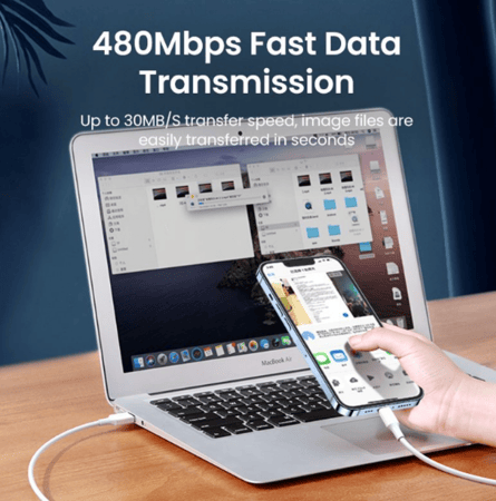 سلك شاحن يوجرين USB إلى آيفون بطول 1 م - أبيض