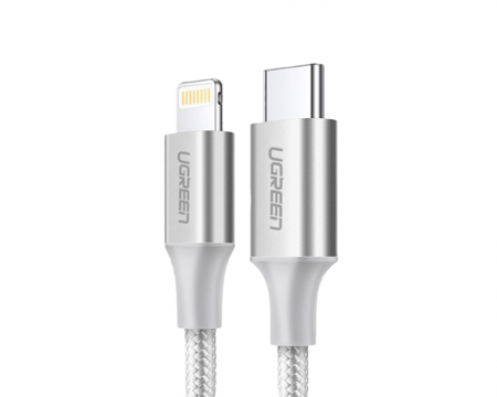 -- سلك شاحن يوجرين تايب سي إلى آيفون بطول 1 م - أبيض