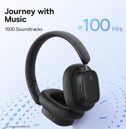 بيسوس - Bowie H1i سماعة راس لاسلكية عمل 100 ساعة - اسود