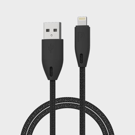 / كيبل باورولوجي مضفر من USB-A إلى Lightning بطول 1.2 متر - أسود