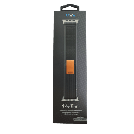 باوا - Paris Trial سوار ساعة أبل قماش بلونين متوافق مع مقاس 42 / 44 / 45 / 49 ملم لون اسود ورمادي وبرتقالي