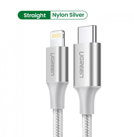 -- سلك شاحن يوجرين تايب سي إلى آيفون بطول 1 م - أبيض