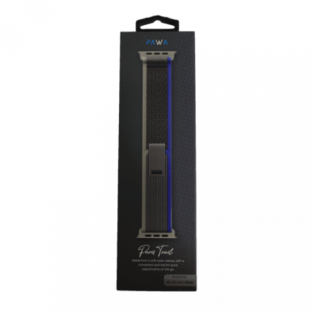 = باوا - Paris Trial سوار ساعة أبل قماش بلونين متوافق مع مقاس 42 / 44 / 45 / 49 ملم لون رمادي وازرق