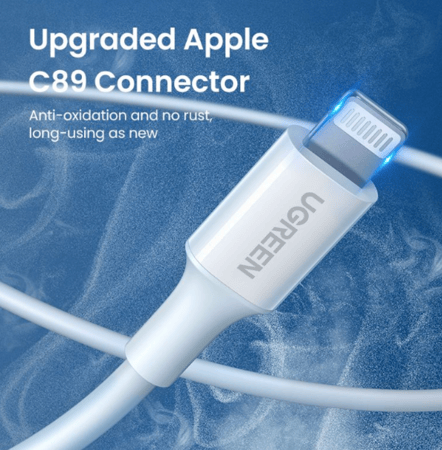 سلك شاحن يوجرين USB إلى آيفون بطول 1 م - أبيض