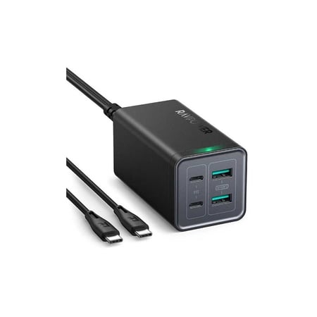 / منصة شحن راف باور بقوة 120 واط بمنفذين USB ومنفذين تايب سي مع كيبل تايب سي تايب سي