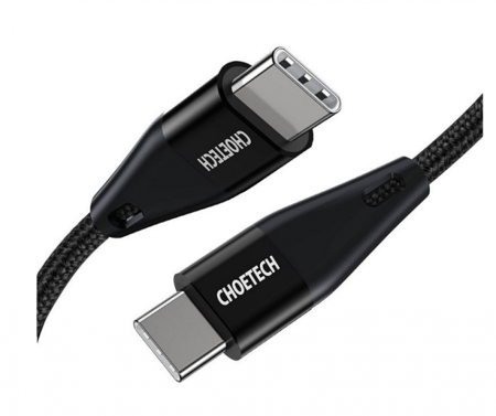 -- كيبل شحن تشويتك قماش من Type-C الى Type-C بطول 2.0م وقوة 60 واط - أسود