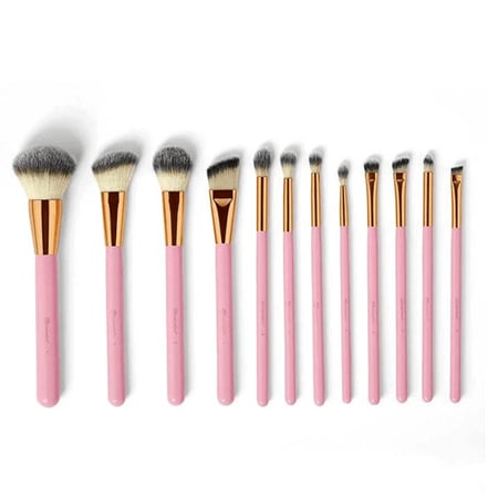 مجموعة فرش مكياج اليغانس وردي من بي اتش كوزماتيكس - 13 قطع