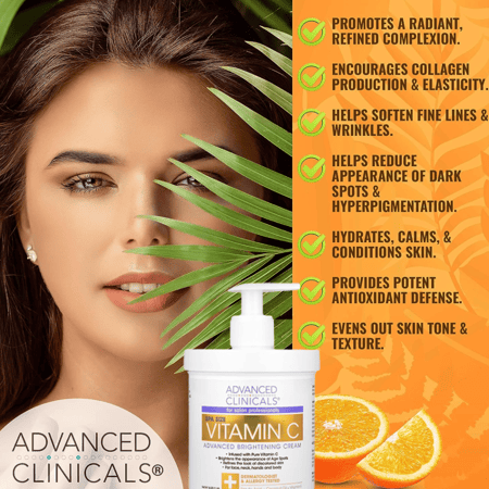 كريم متطور لتفتيح البشرة بفيتامين سي من ادفانسد كلينيكالز - 454جم