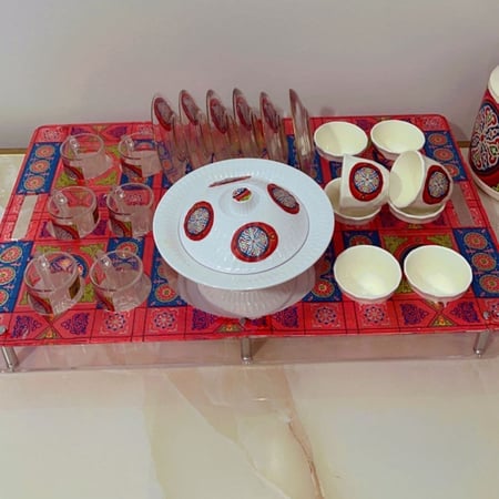 صينية مع منظم بنقش رمضاني مع ترمس