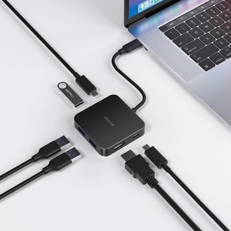 موزع USB-C 7 في 1 من قرين ليون GHB-7 - أسود