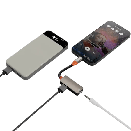 وصلة صوت وشحن Porodo AudioLink Duo بمنفذ USB-C