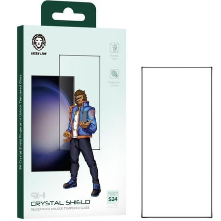 شاشةرحماية  Green Lion S25 9H عالي الدقة مع فتح بصمة الإصبع وزجاج مقسّى شفاف