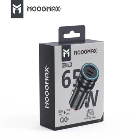 شاحن سيارة 65 واط مزود بـ 3 منافذ منفذين يو اس بي ومنفذ بي دي - من موج ماكس