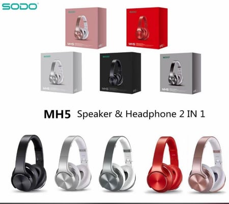 سماعات رأس بلوتوث ومكبر صوت تدعم NFC من سودو 2 في 1 أسود MH5