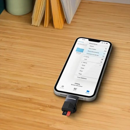 قارئ بطاقات OTG TF من Porodo Lightning   أسود